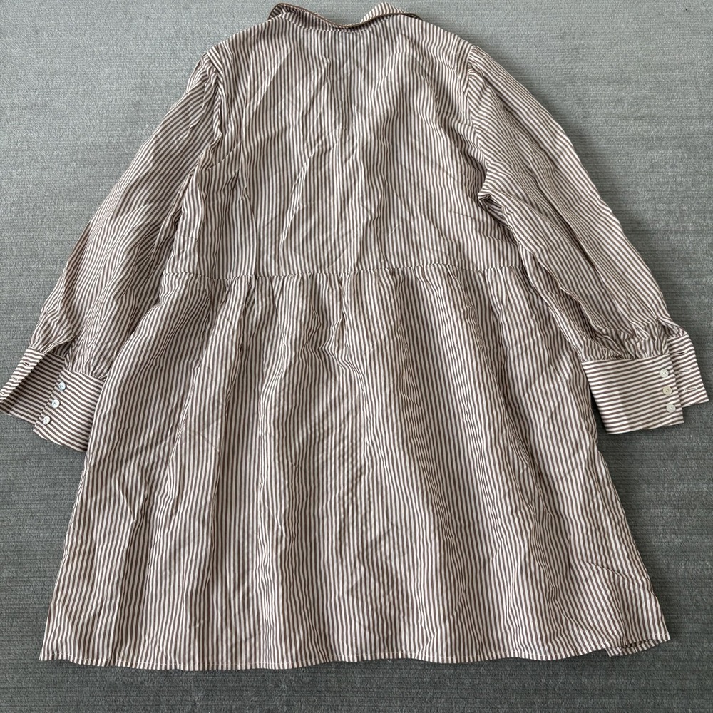 Tuckernuck Shirt Dress Women XXXL Beige Striped Florence Knee Length Classic - Picture 4 of 10